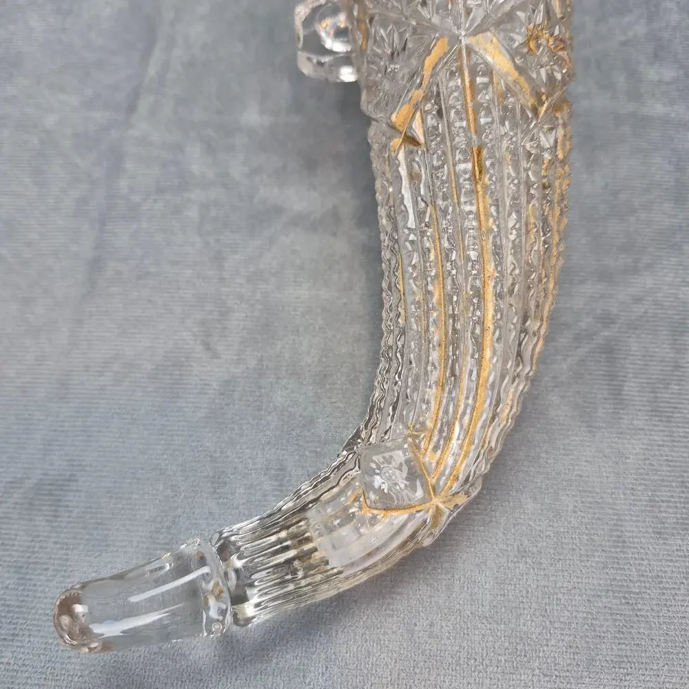 Vintage Pressed Glass Car Flask Vase Decanter 